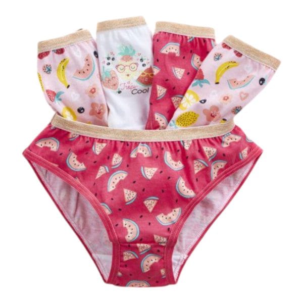 Girls Pink Water Melon Knickers; 5-Pack - Image 2
