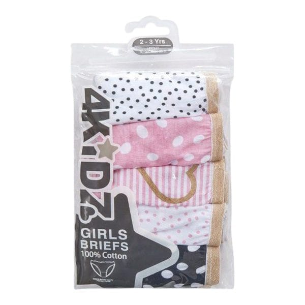 Girls Pink Spot Knickers; 5-Pack - Image 3