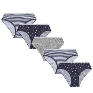 Girls Navy Star Knickers; 5-Pack