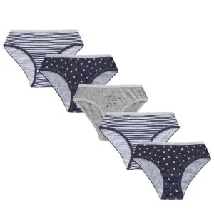 Girls Navy Star Knickers; 5-Pack