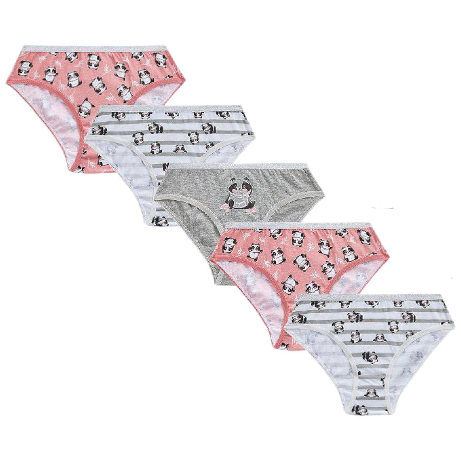 Girls Pink Panda Knickers; 5-Pack