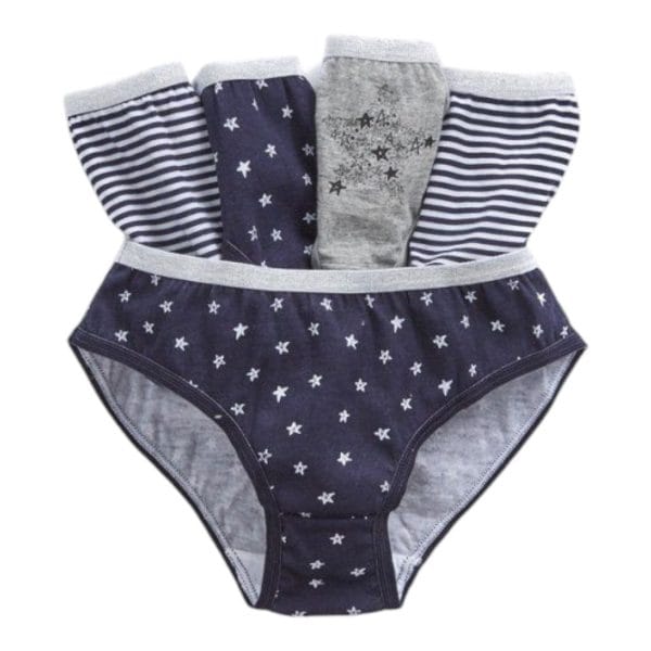 Girls Navy Star Knickers; 5-Pack - Image 2