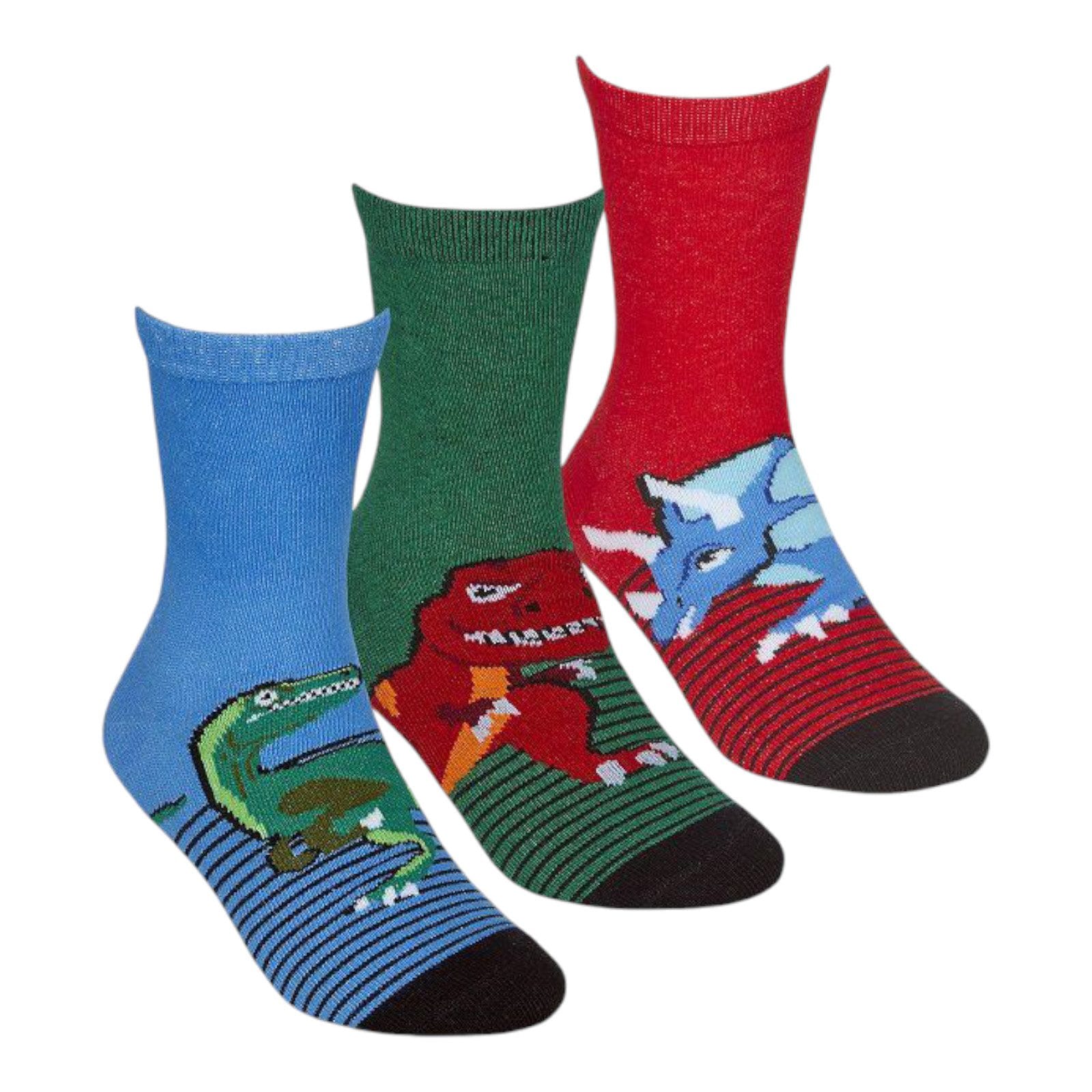 Triceratops Dinosaur Ankle Socks; 3-Pack