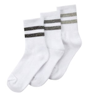 Grey Ribbed Sports Socks; 3-Pack