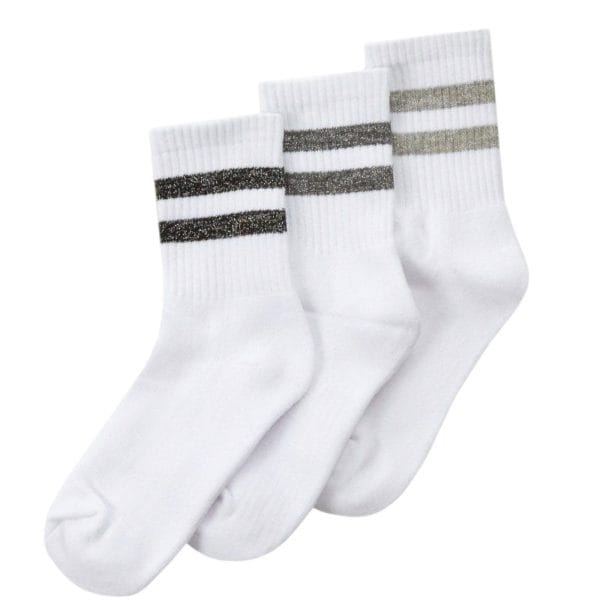 Grey Ribbed Sports Socks; 3-Pack
