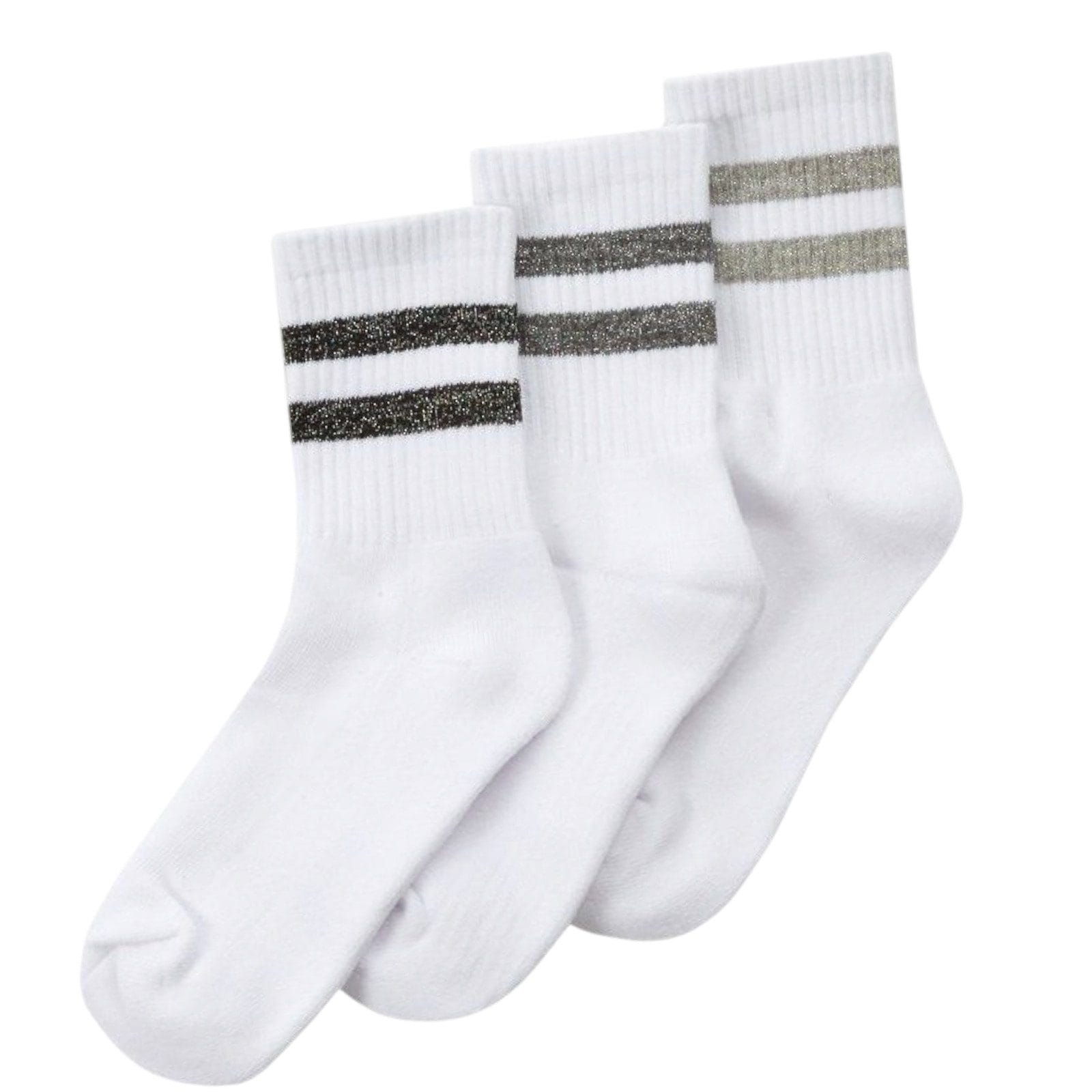 Grey Ribbed Sports Socks; 3-Pack