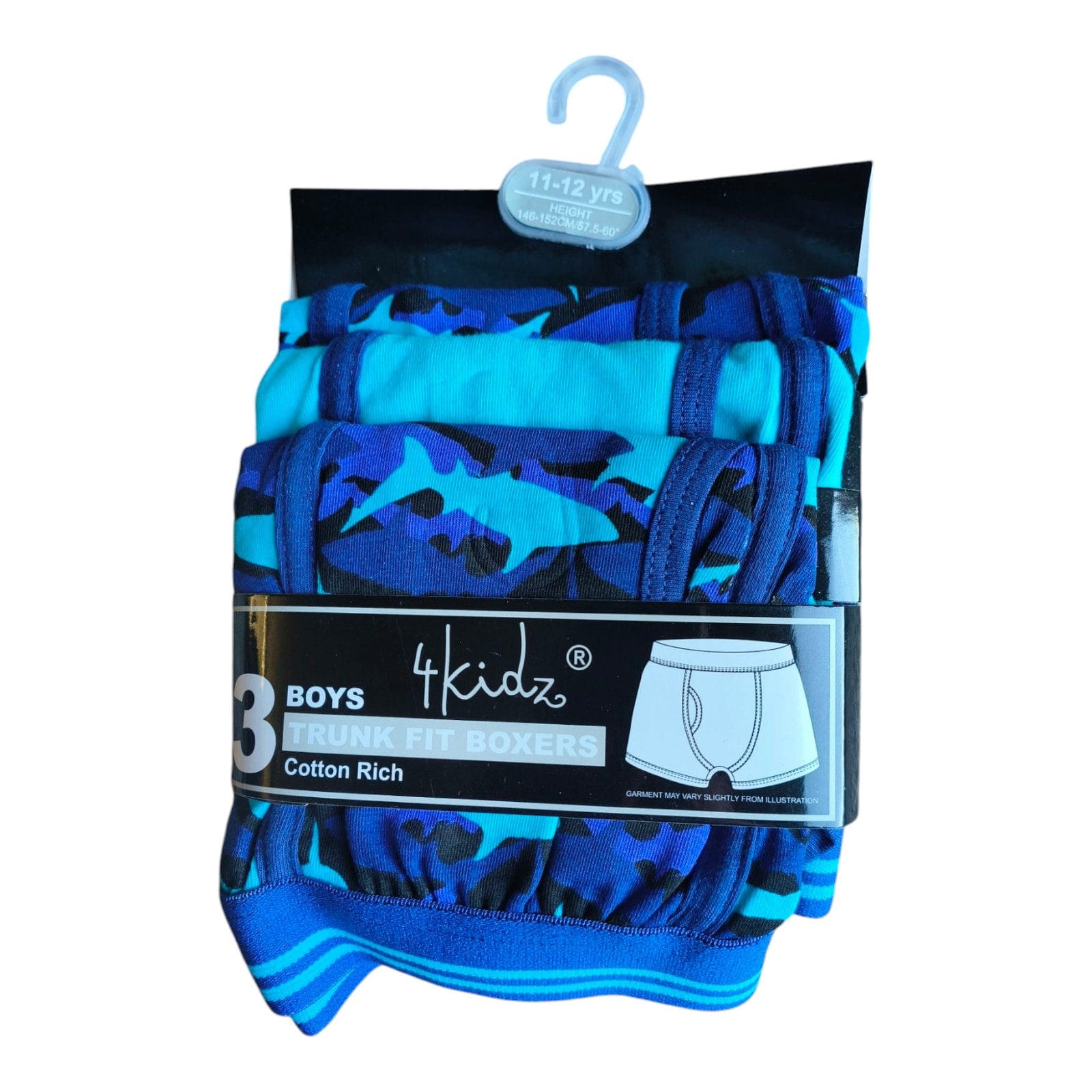 Boys Shark Trunk Fit Boxers; 3-Pack