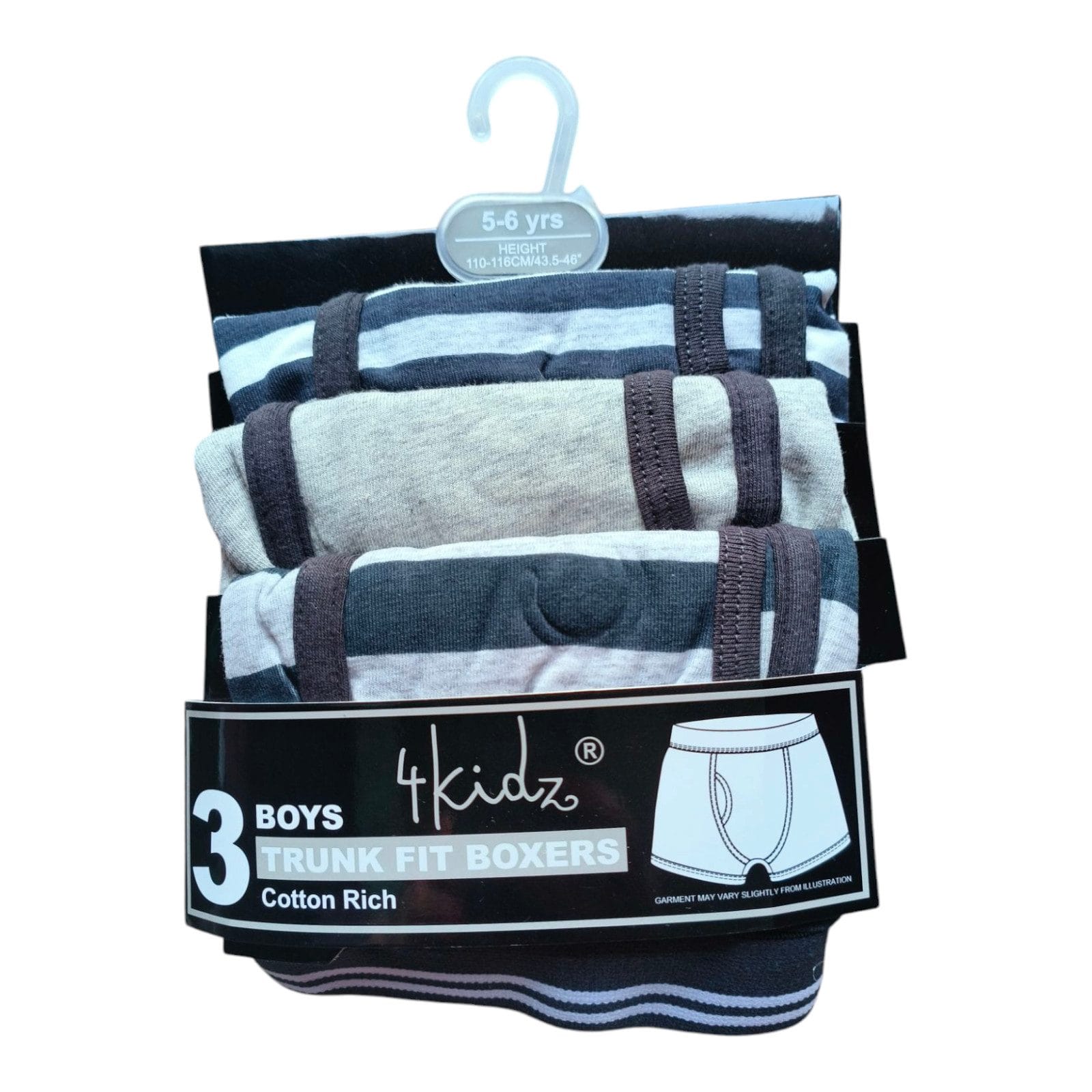 Boys Navy & Grey Trunk Fit Boxers; 3-Pack
