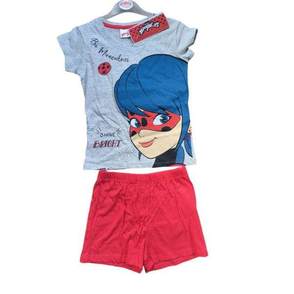 Girls Grey "Shine Bright" Miraculous Shorts Pyjamas - Image 2