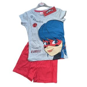 Girls Grey "Shine Bright" Miraculous Shorts Pyjamas