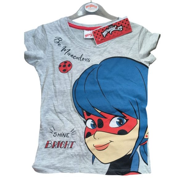 Girls Grey "Shine Bright" Miraculous Shorts Pyjamas - Image 3