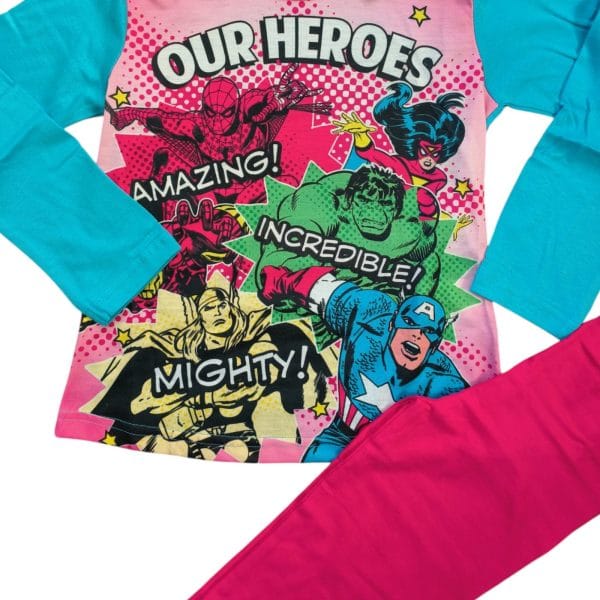 Girls Marvel "Our Hero's" Pyjamas - Image 2