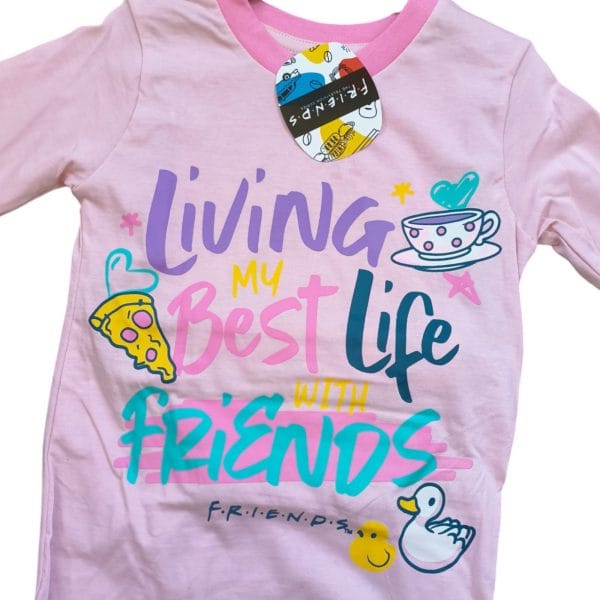 "Living My Best Life With Friends" Pyjamas; 2-Piece - Image 2