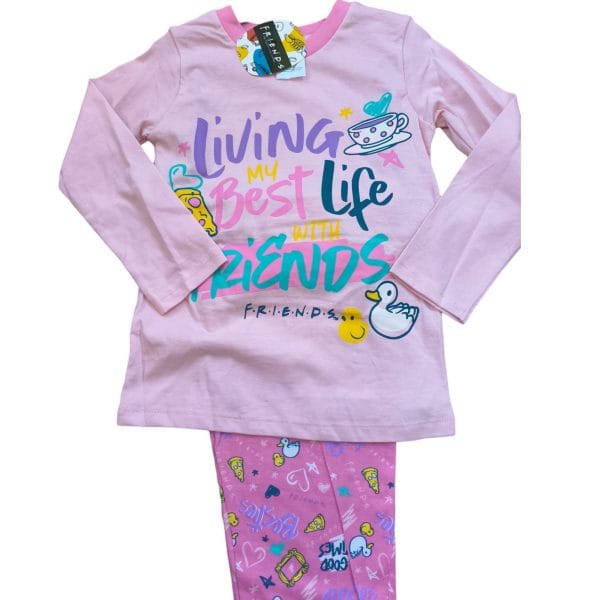 "Living My Best Life With Friends" Pyjamas; 2-Piece - Image 4