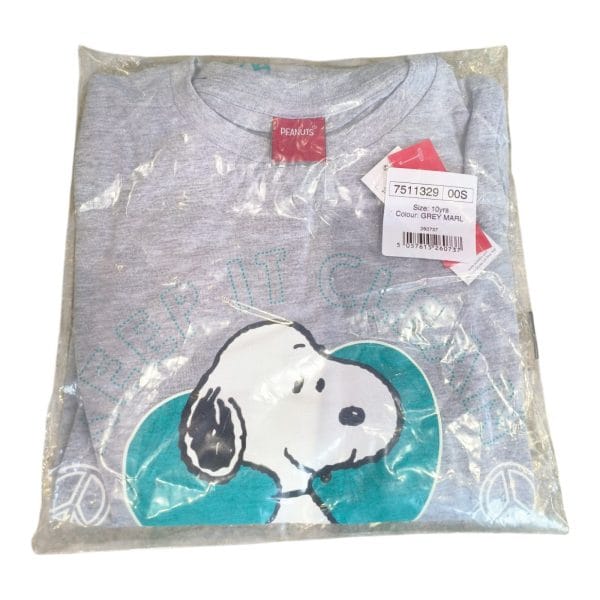 Girls Grey Snoopy Shorts & T-Shirt Pyjamas - Image 2