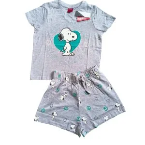 Girls Grey Snoopy Shorts & T-Shirt Pyjamas