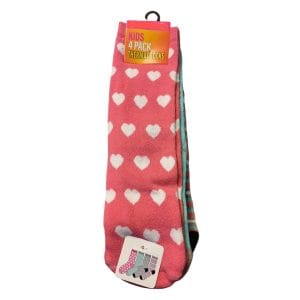Pink Heart Thermal Socks; 4-Pack
