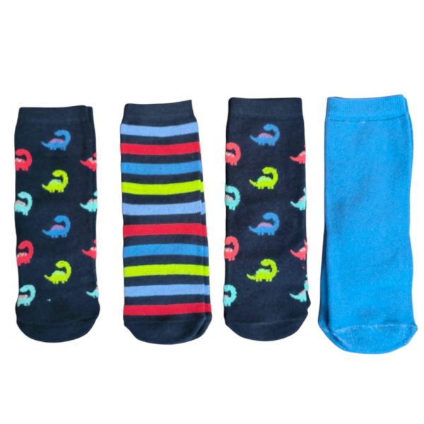 Blue Dinosaur Mixed Thermal Socks; 4-Pack - Image 3