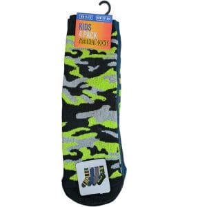 Blue & Green Camo Thermal Socks; 4-Pack