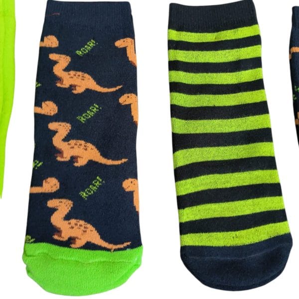Orange & Green Dinosaur Mixed Thermal Socks; 4-Pack - Image 4