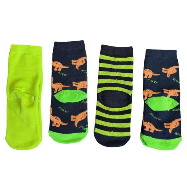 Orange & Green Dinosaur Mixed Thermal Socks; 4-Pack - Image 5