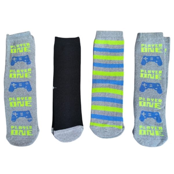 Grey "Player One" Thermal Socks; 4-Pack - Image 3
