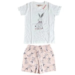 Pink Rabbit Shorts & T-Shirt Pyjamas 2-Piece