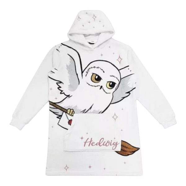 White Hedwig Harry Potter Over-Sized Hoodie: One Size - Image 2