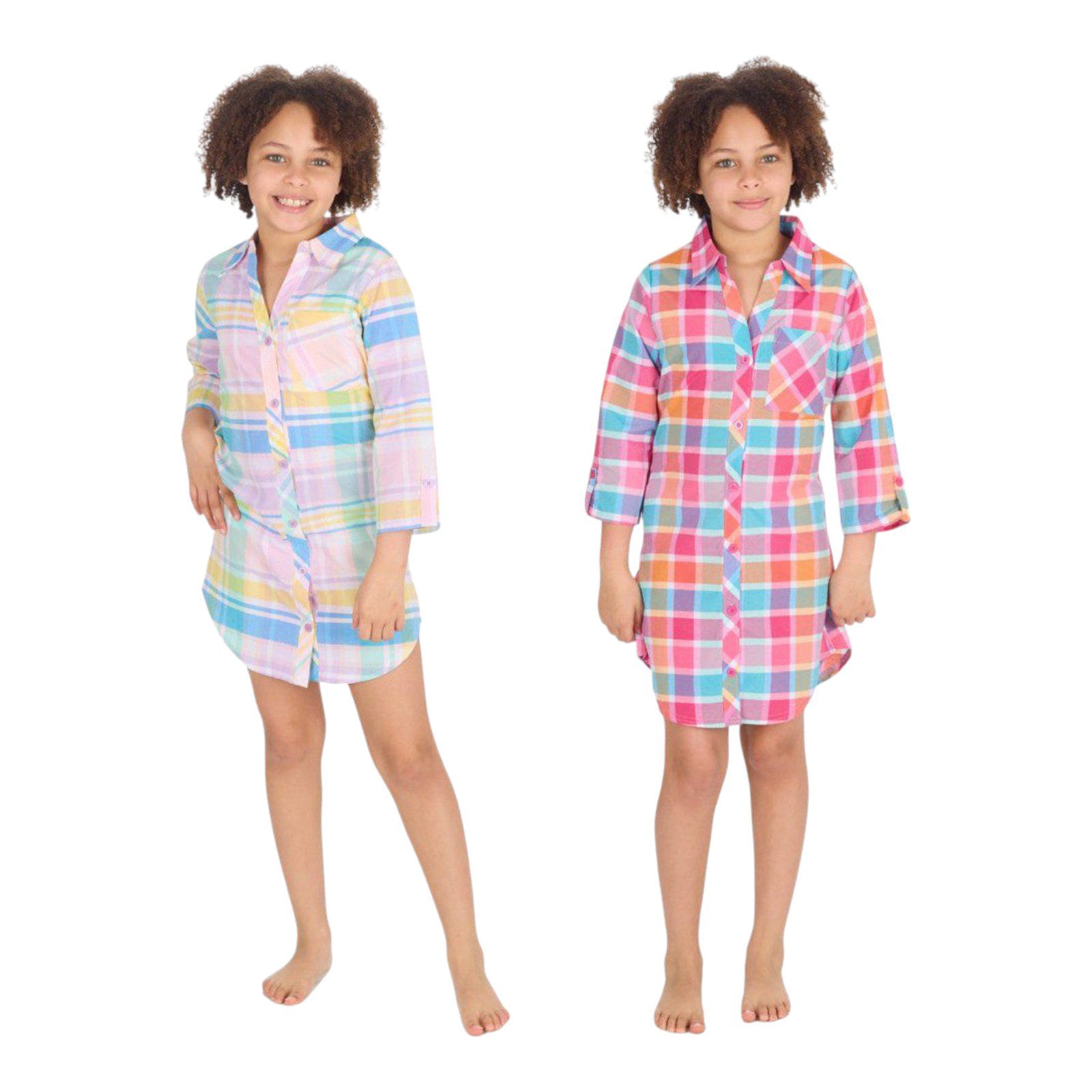 Older Girls Pink Checked Night Shirt