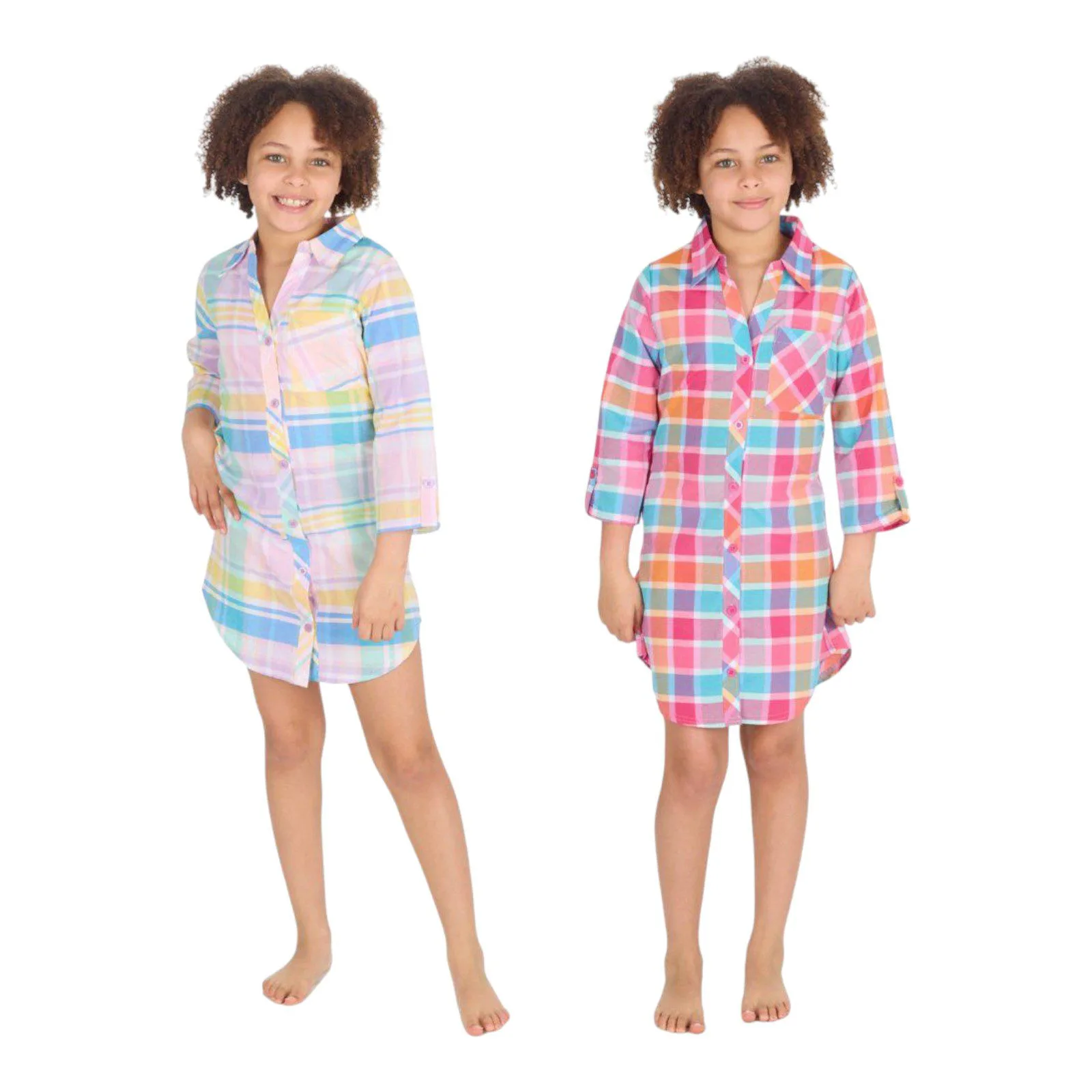 Older Girls Pink Checked Night Shirt