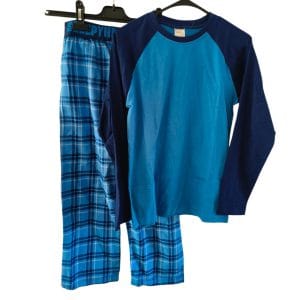 Boys Blue Checked Pyjamas