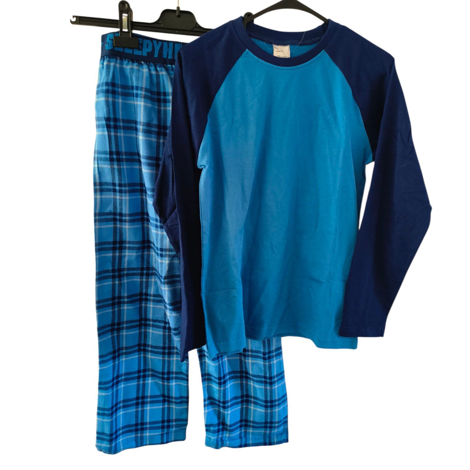 Boys Blue Checked Pyjamas