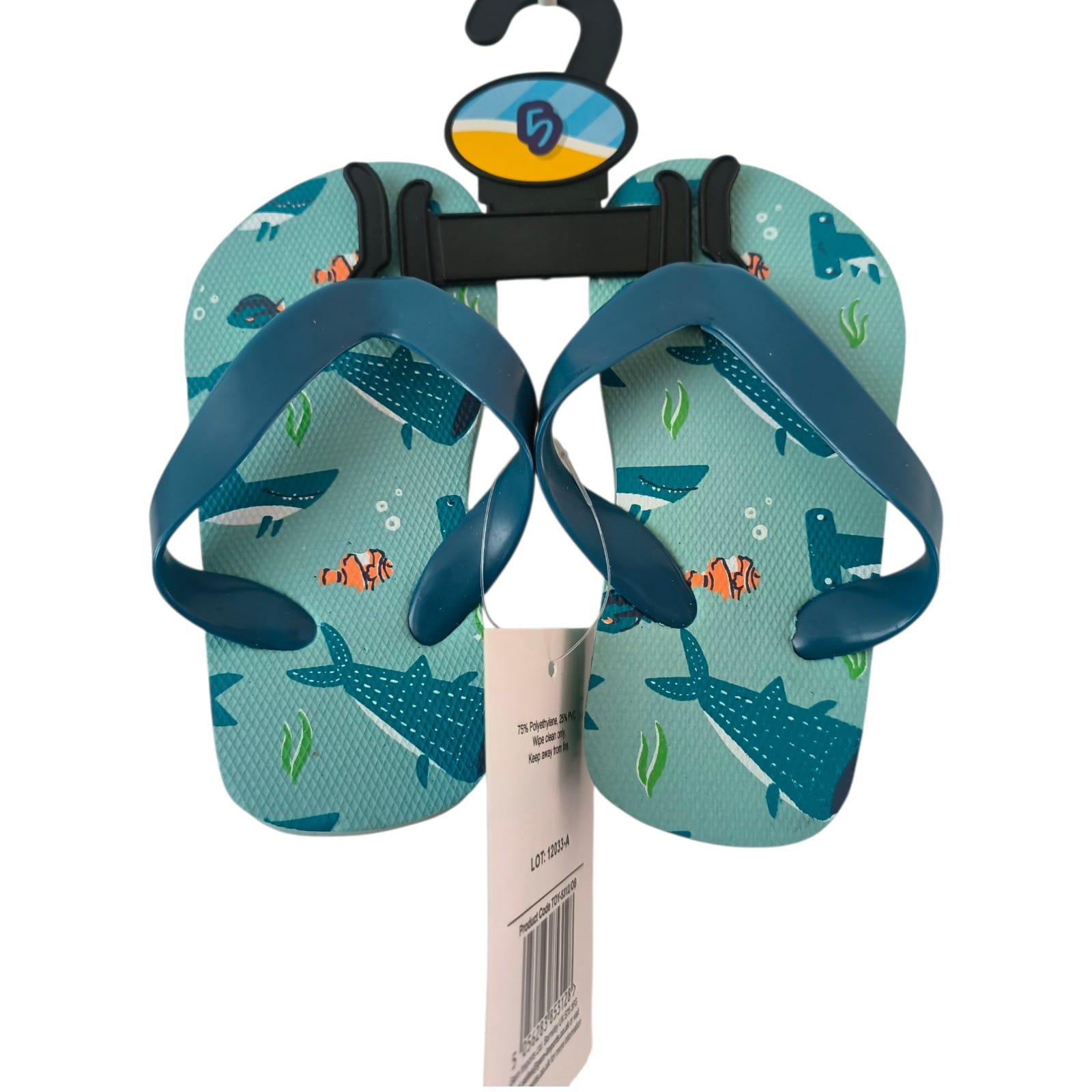 Boys Blue Shark Flip Flops
