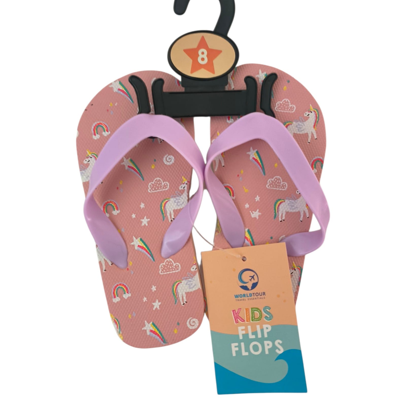 Girls Pink Unicorn Rainbow Flip Flops